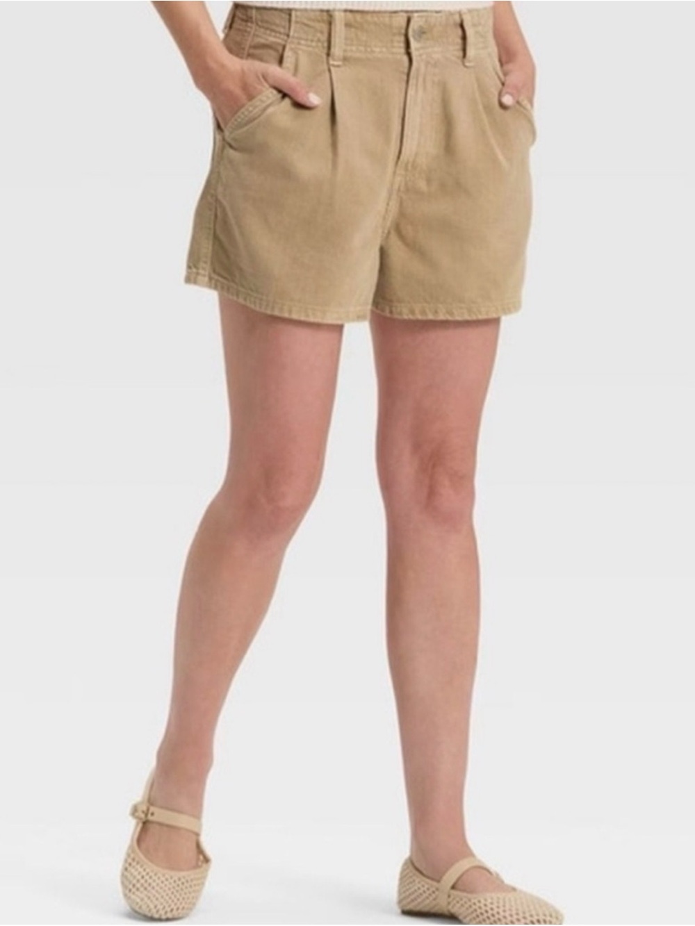 Threshold Tan High-Rise Pleated Women's Shorts 2 new with tags slim hip